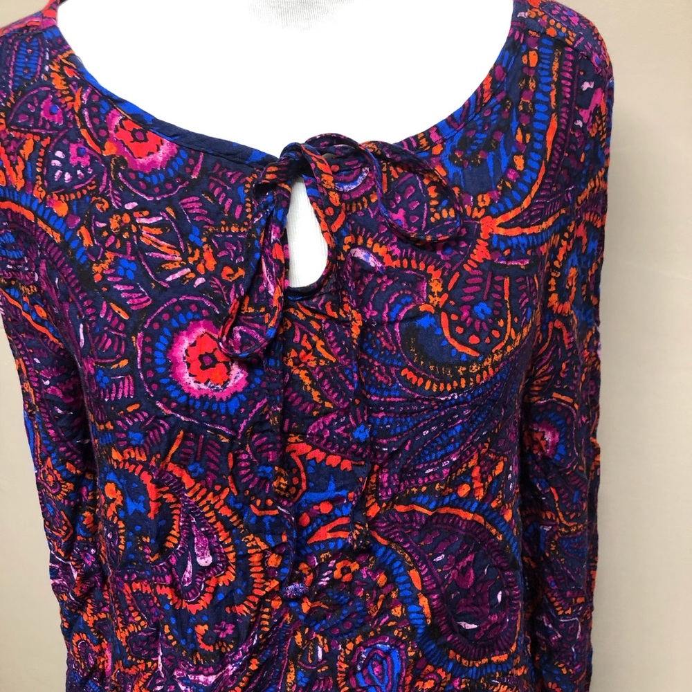 Mary & Mabel Paisley Long Sleeve w Keyhole Neck M - Picture 2 of 8